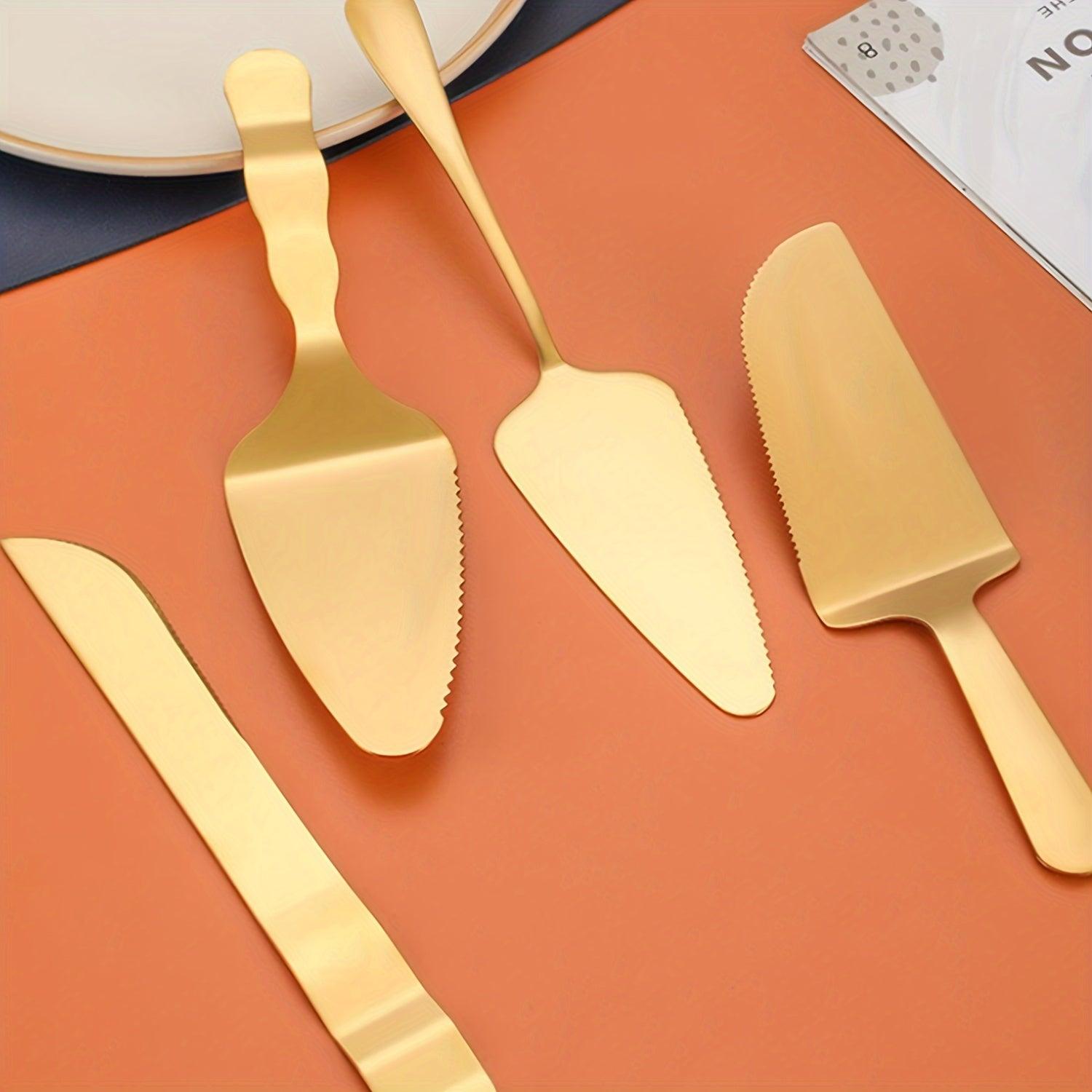 Elegant 4pc Gold Wedding Cake Knife and Server Set - HomeGoods Lima