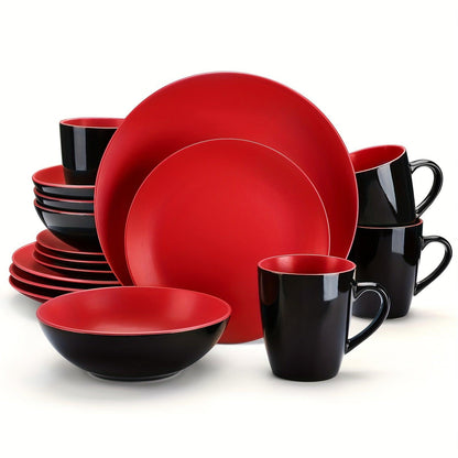 16Piece Matte Stoneware Dinner Set with Plates Bowls for 4 - HomeGoods Lima