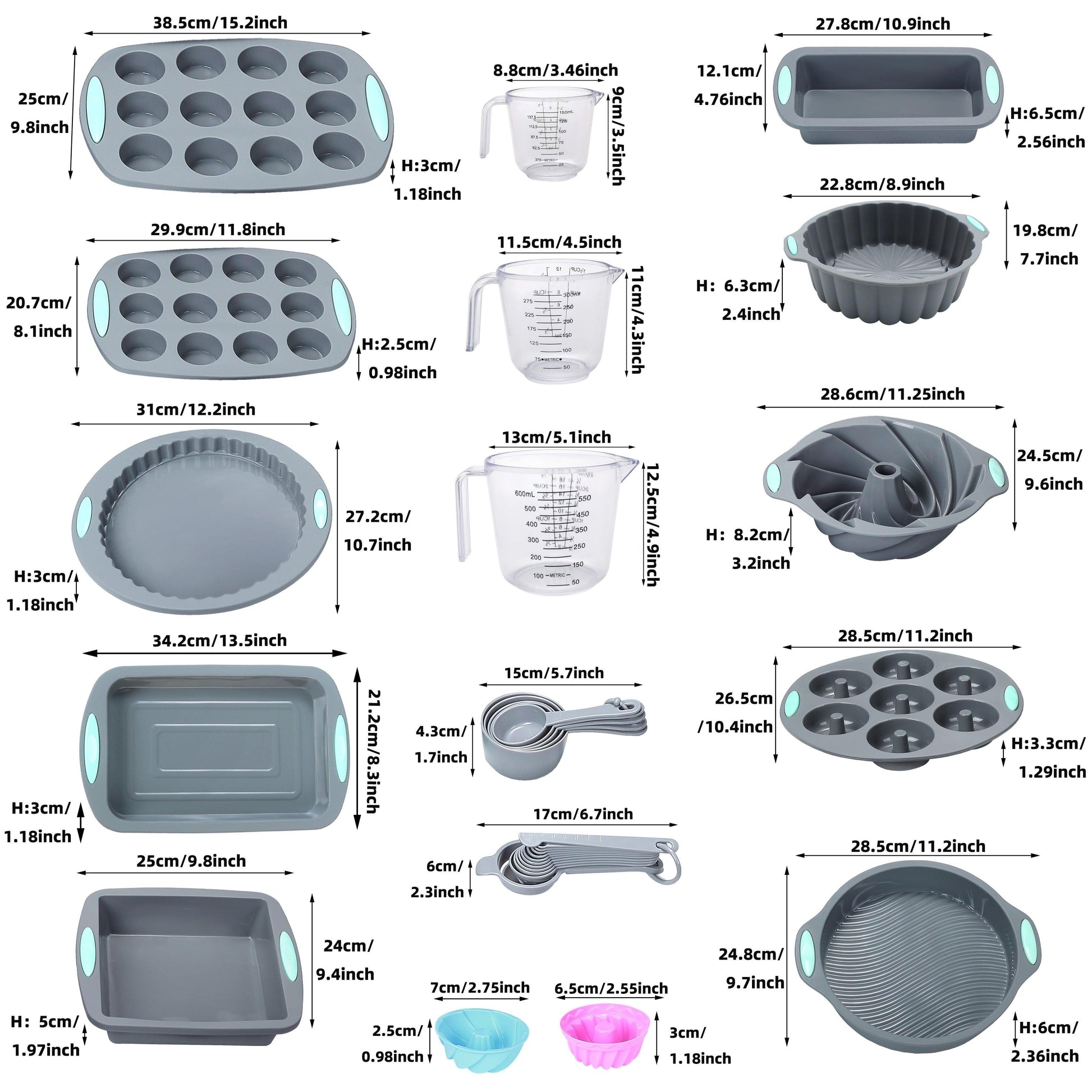 45Piece Nonstick Silicone Baking Set OvenSafe Flexible Bakeware - HomeGoods Lima