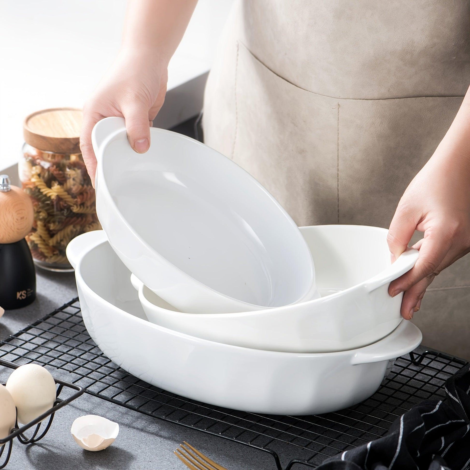 3Piece Ceramic Oven Tray Set for Casseroles and Lasagna - HomeGoods Lima