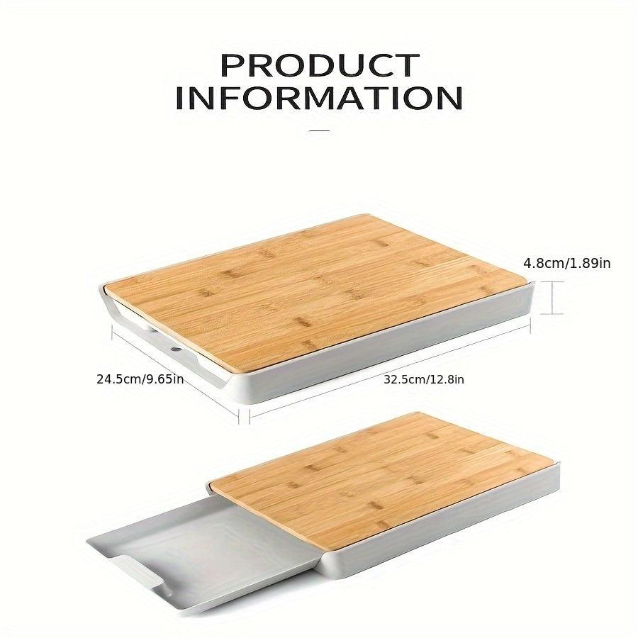 Bamboo Cutting Board with Sliding Tray and NonSlip Pads - HomeGoods Lima