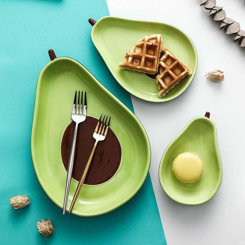 Cartoon Avocado Ceramic Dinner Plate Set for Restaurant Use - HomeGoods Lima