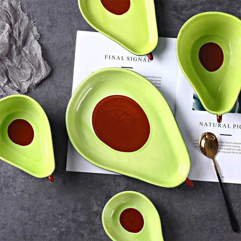 Cartoon Avocado Ceramic Dinner Plate Set for Restaurant Use - HomeGoods Lima