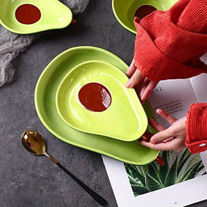 Cartoon Avocado Ceramic Dinner Plate Set for Restaurant Use - HomeGoods Lima