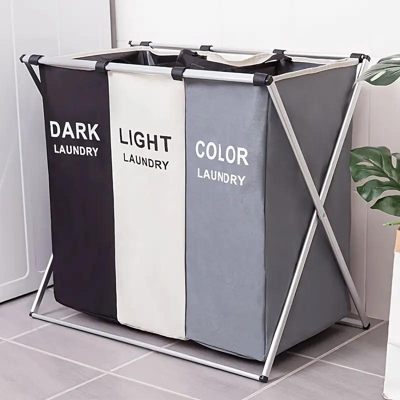 Folding 3section laundry organizer with waterproof bag and metal frame - HomeGoods Lima