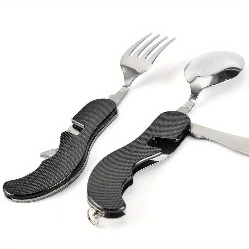 4Piece Stainless Steel Camping Utensil Set Foldable Compact Durable - HomeGoods Lima