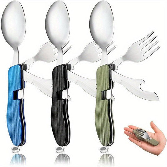 4Piece Stainless Steel Camping Utensil Set Foldable Compact Durable - HomeGoods Lima