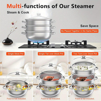 Premium 3Tier Stainless Steel Steamer with Vented Lid - HomeGoods Lima