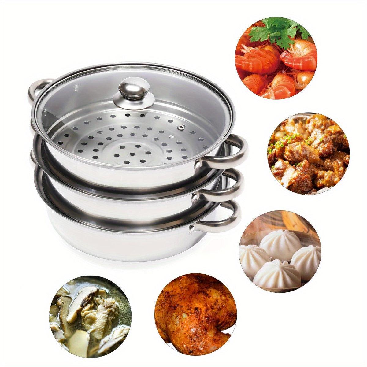 Premium 3Tier Stainless Steel Steamer with Vented Lid - HomeGoods Lima