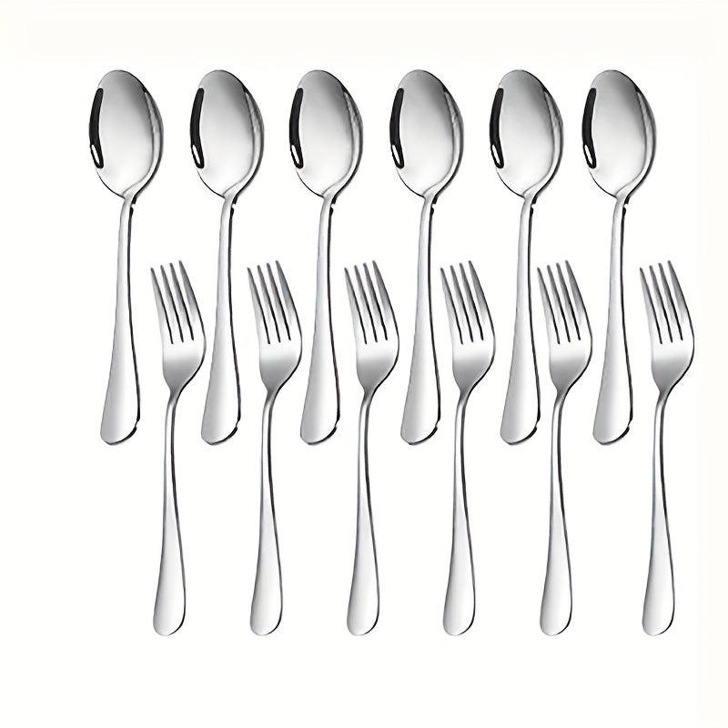 12Piece Stainless Steel Dinnerware Set Dishwasher Safe Silverware Set - HomeGoods Lima