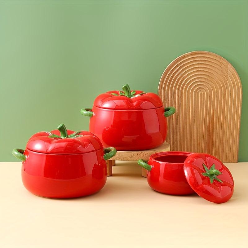 Large Capacity Ceramic Tomatoshaped Soup Bowl with Lid - HomeGoods Lima