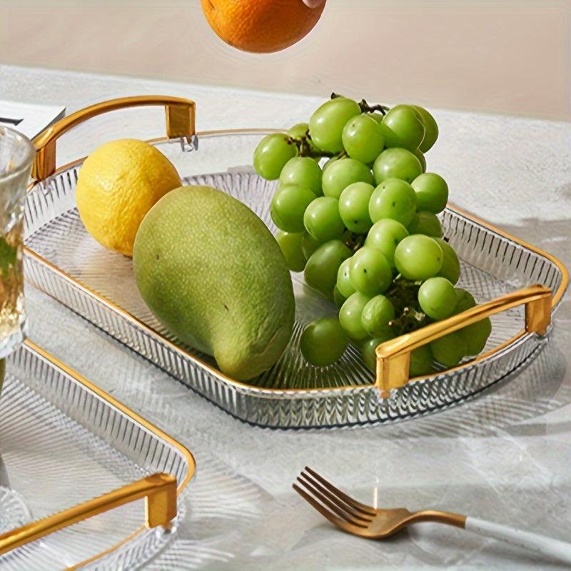 Stylish MultiUse Tray with Gold Handle Durable Transparent Design - HomeGoods Lima