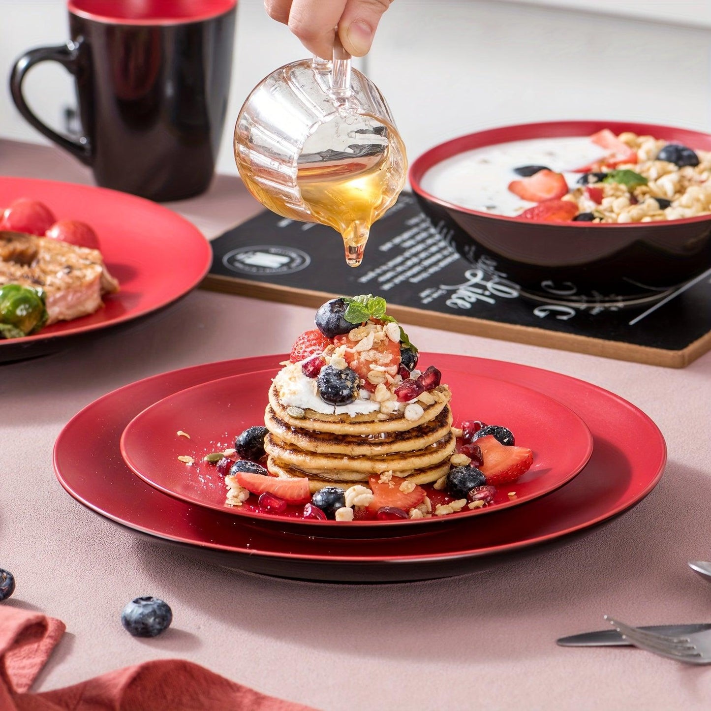 16Piece Matte Stoneware Dinner Set with Plates Bowls for 4 - HomeGoods Lima