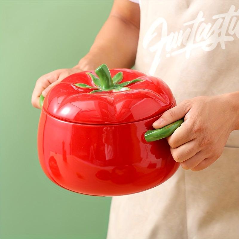 Large Capacity Ceramic Tomatoshaped Soup Bowl with Lid - HomeGoods Lima