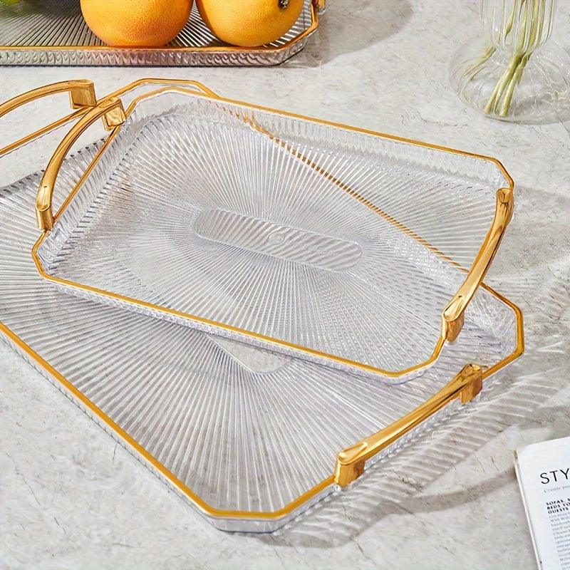 Stylish MultiUse Tray with Gold Handle Durable Transparent Design - HomeGoods Lima