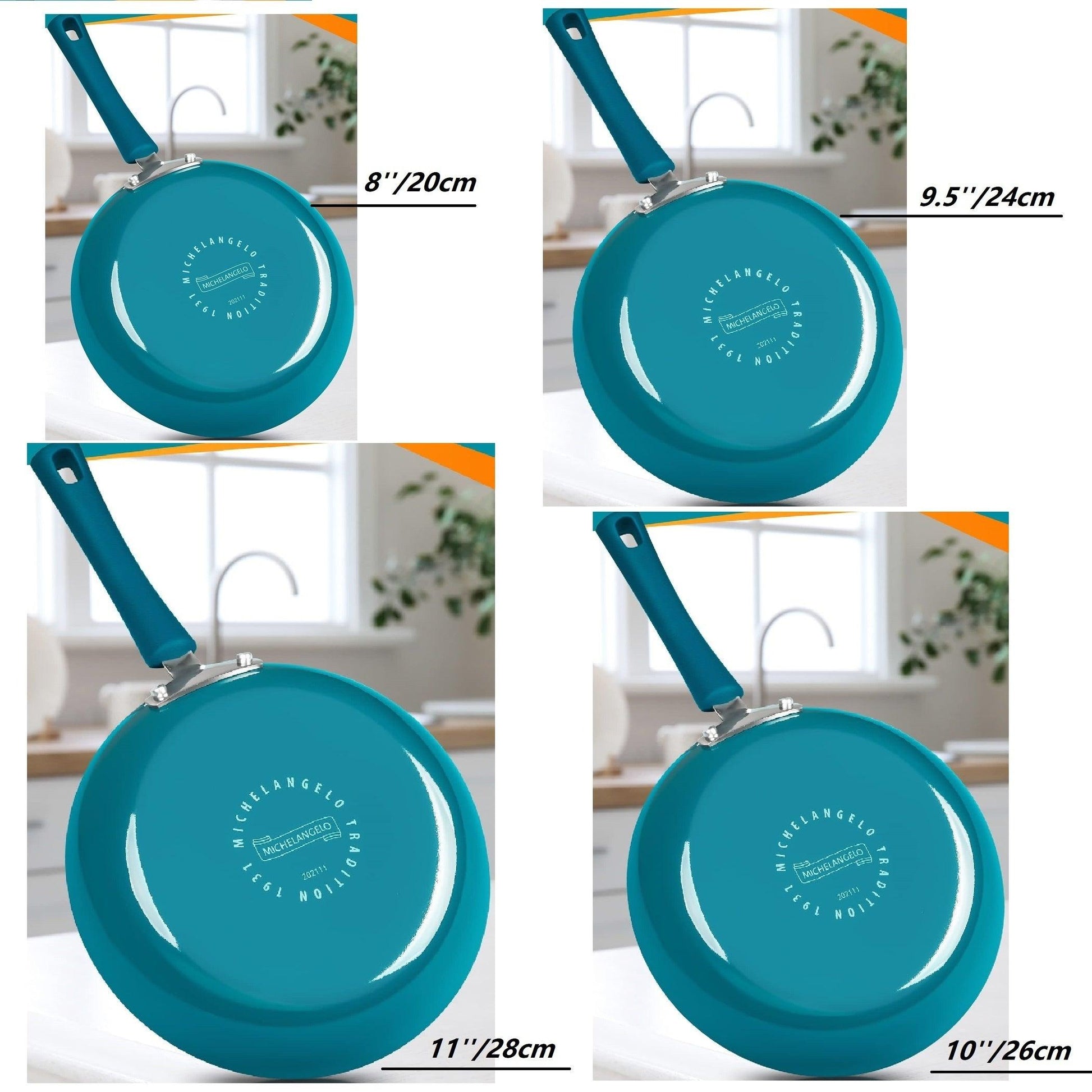 Cyan Nonstick Frying Pan with Lid Granite Interior Silicone Handle - HomeGoods Lima