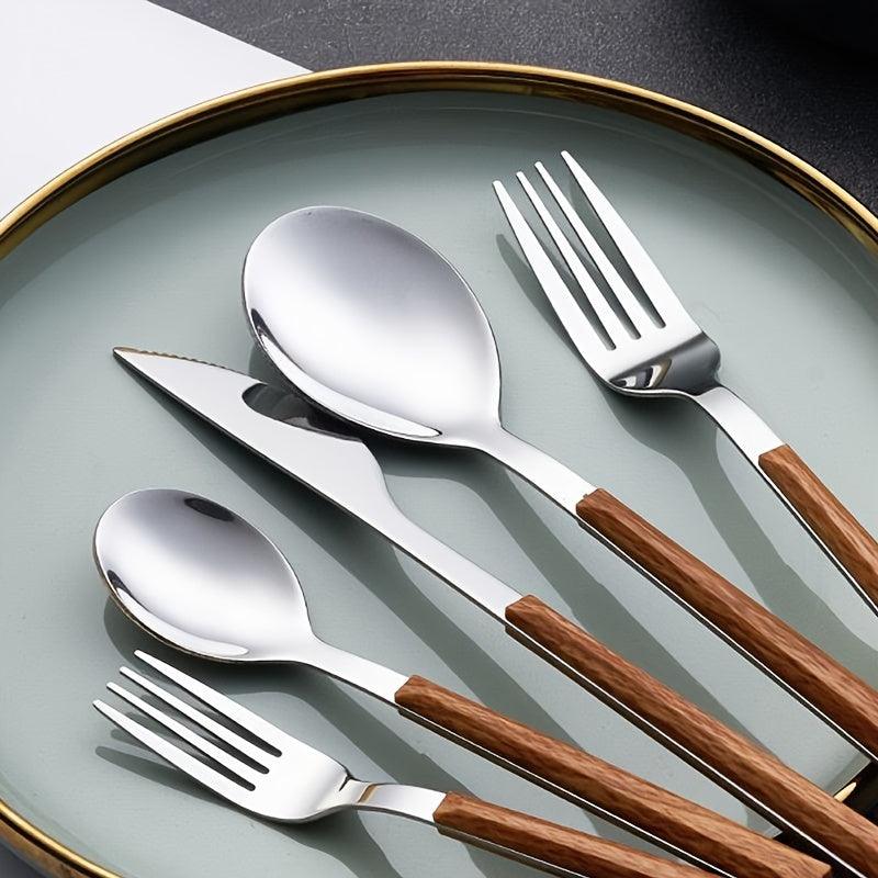 8Piece Cutlery Set with Wooden Handle and Stainless Steel Blades - HomeGoods Lima