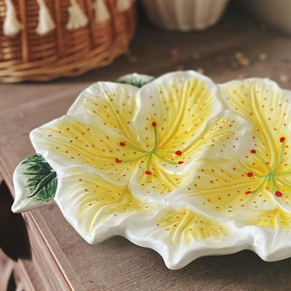 Handpainted Lily Flower Ceramic Plate for Home and Restaurant Decor - HomeGoods Lima