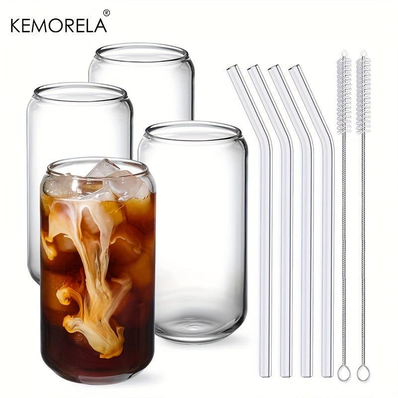 4Piece Borosilicate Glass Water Cup Set with Sealed Lids Straws - HomeGoods Lima