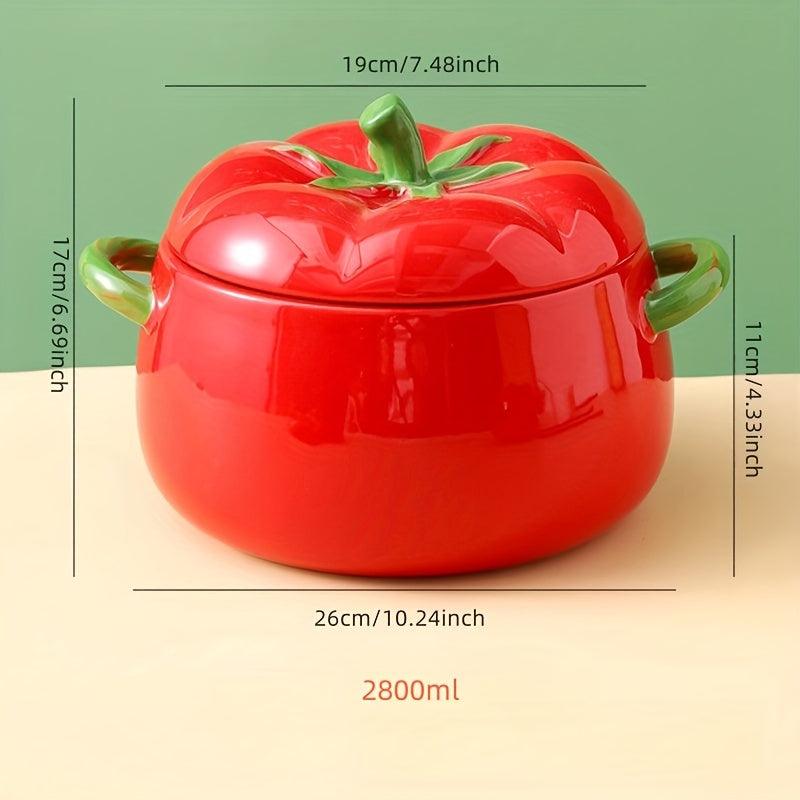 Large Capacity Ceramic Tomatoshaped Soup Bowl with Lid - HomeGoods Lima