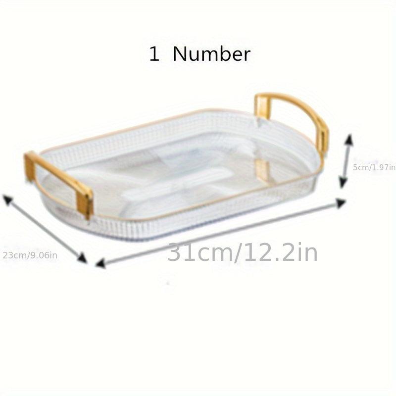 Stylish MultiUse Tray with Gold Handle Durable Transparent Design - HomeGoods Lima