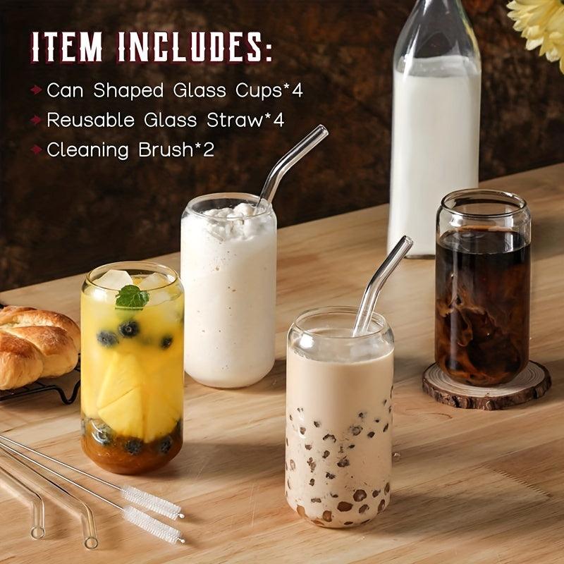 4Piece Borosilicate Glass Water Cup Set with Sealed Lids Straws - HomeGoods Lima