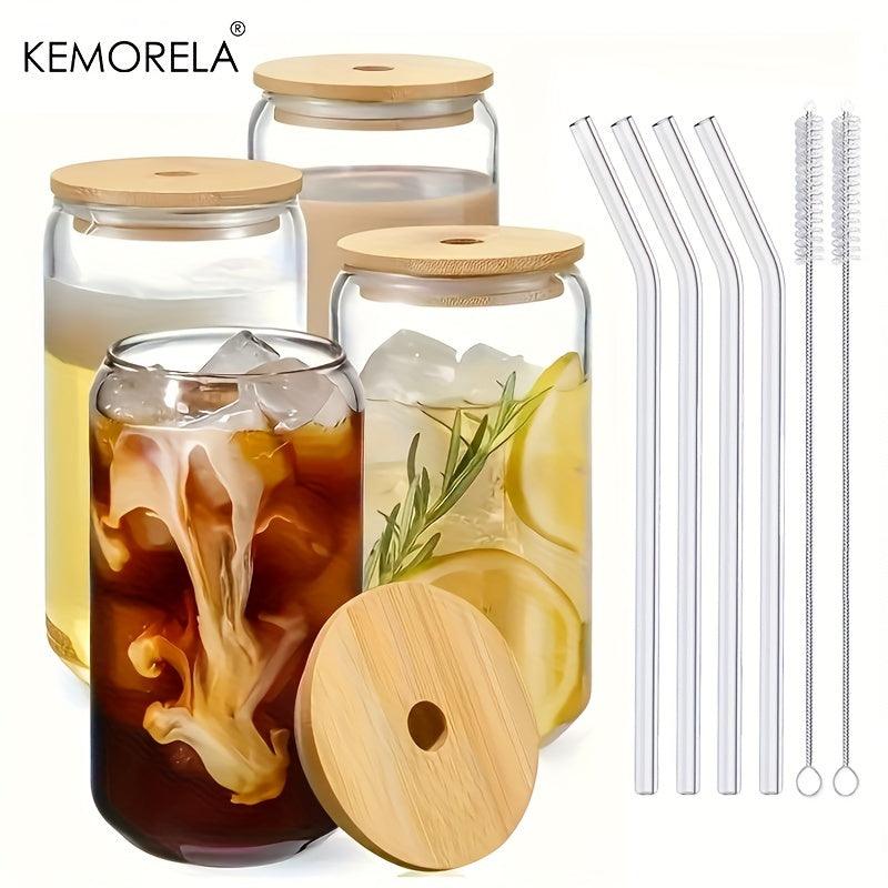 4Piece Borosilicate Glass Water Cup Set with Sealed Lids Straws - HomeGoods Lima