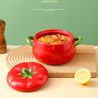 Large Capacity Ceramic Tomatoshaped Soup Bowl with Lid - HomeGoods Lima