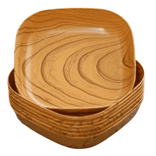 4 Elegant Woodlook Snack Plates Set Perfect for Sushi Breakfast - HomeGoods Lima