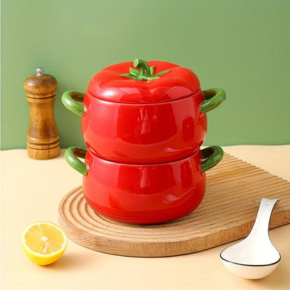 Large Capacity Ceramic Tomatoshaped Soup Bowl with Lid - HomeGoods Lima