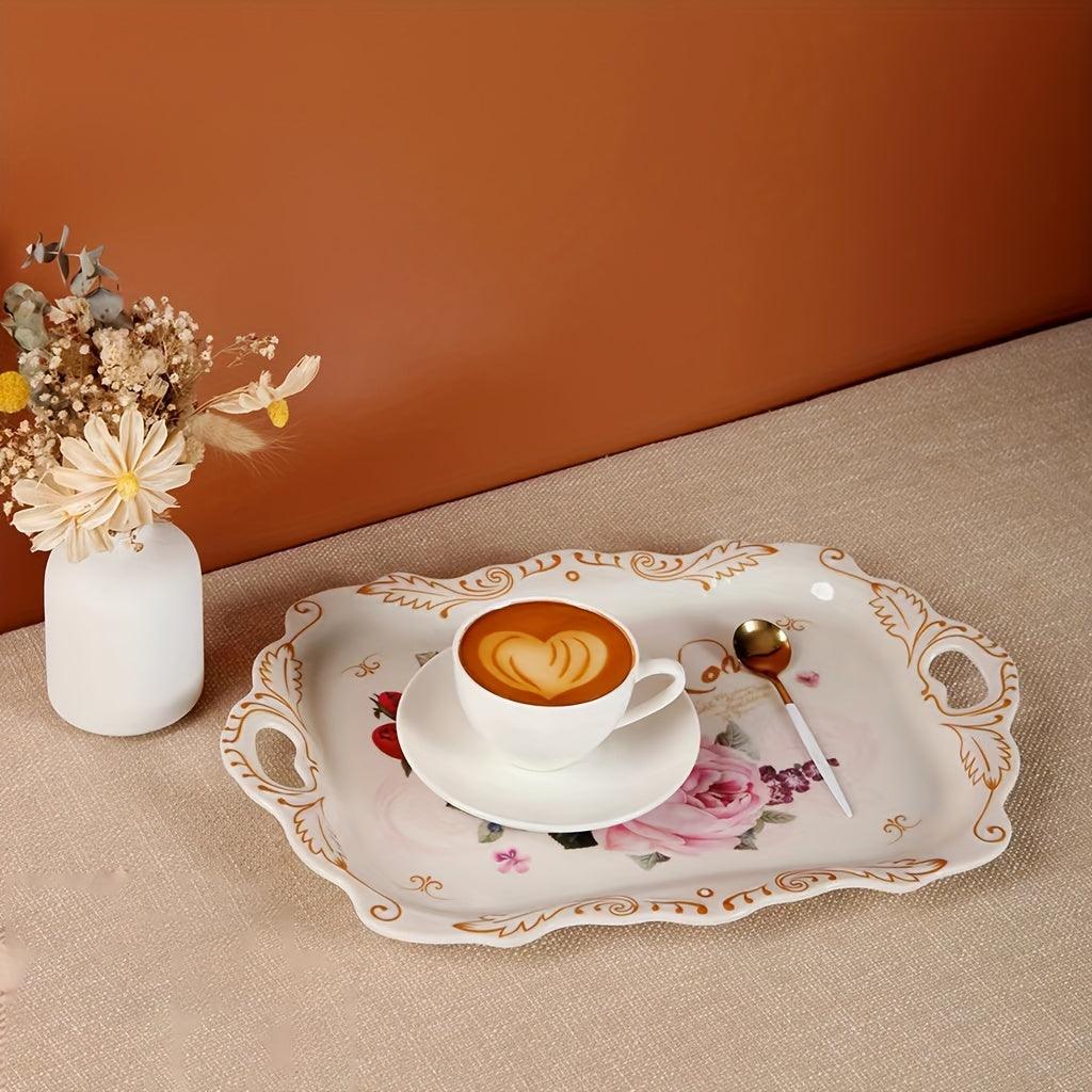 Floral Pattern Melamine Tray for Coffee Desserts Home Decor - HomeGoods Lima