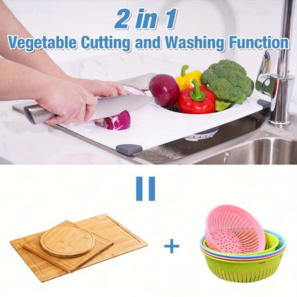 Multifunctional Cutting Board with Foldable Colander and Drain Basket - HomeGoods Lima