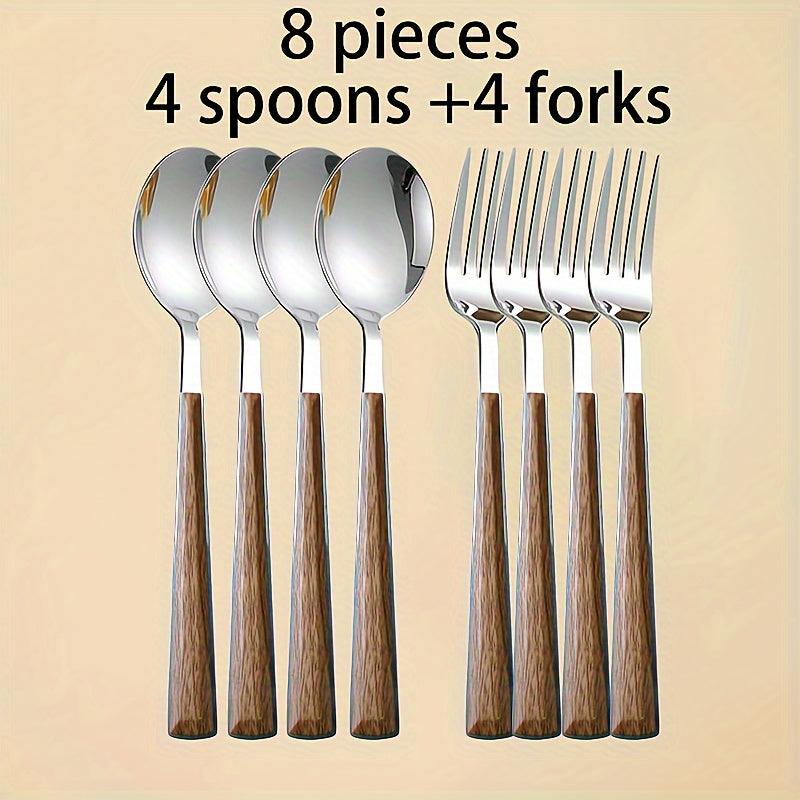 8Piece Cutlery Set with Wooden Handle and Stainless Steel Blades - HomeGoods Lima