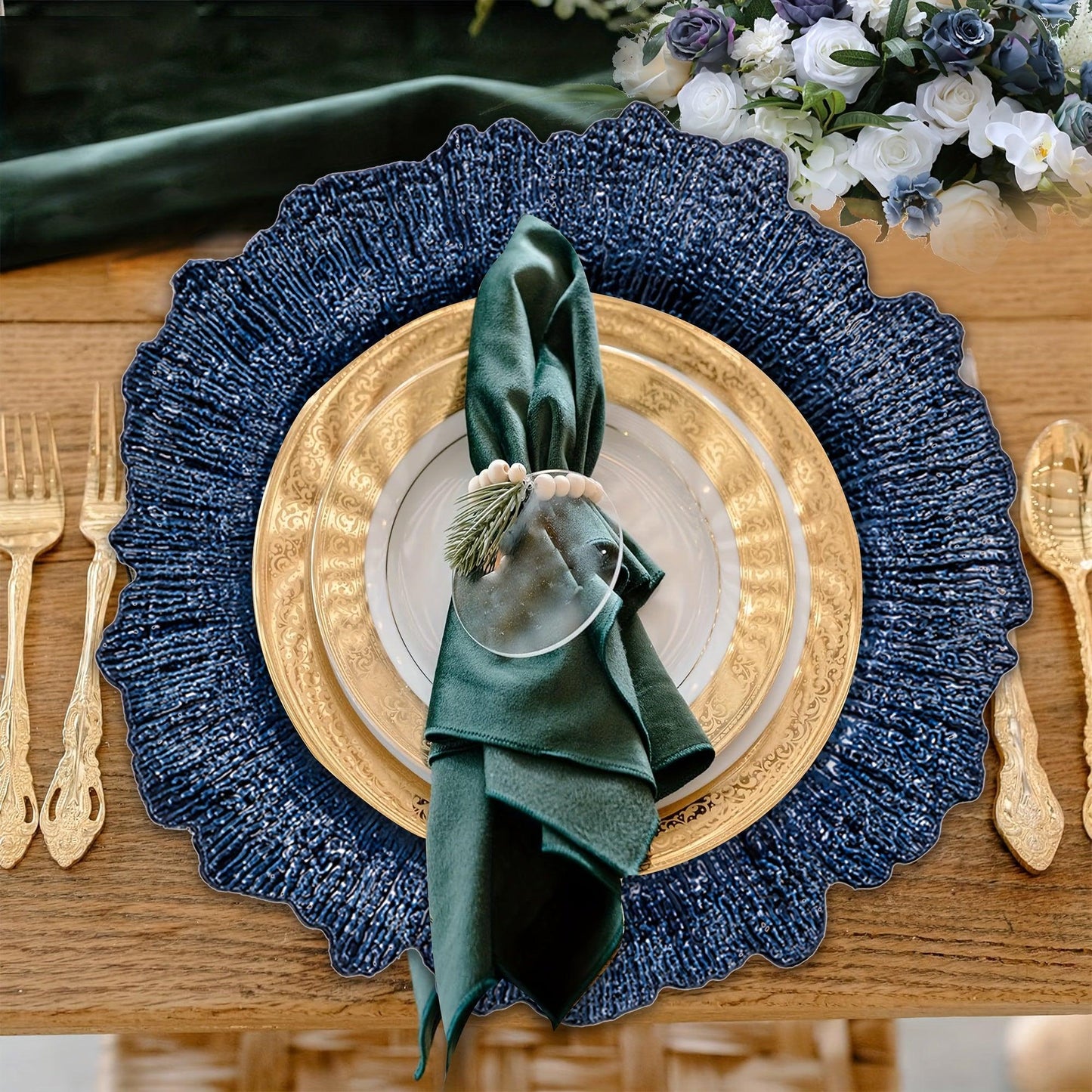 Unique Blue Fine China Dinner Plates Set for Wedding Parties - HomeGoods Lima