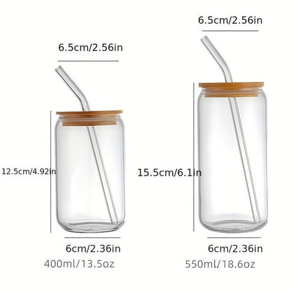 Glass Water Cups Set with Lid Straw Simple Tea Beer Juice and Coffee Mugs - HomeGoods Lima