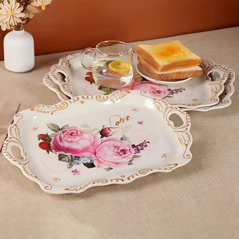 Floral Pattern Melamine Tray for Coffee Desserts Home Decor - HomeGoods Lima