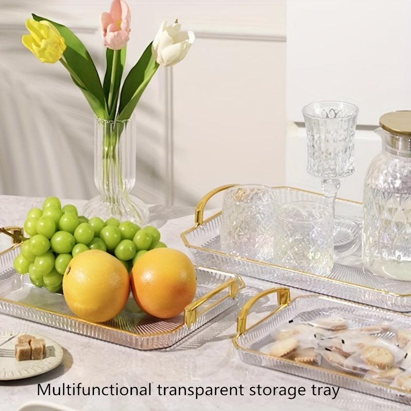 Stylish MultiUse Tray with Gold Handle Durable Transparent Design - HomeGoods Lima