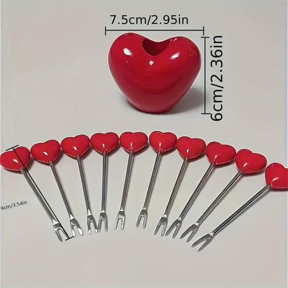 10pcs Stainless Steel Love Fruit Forks Perfect for Parties - HomeGoods Lima