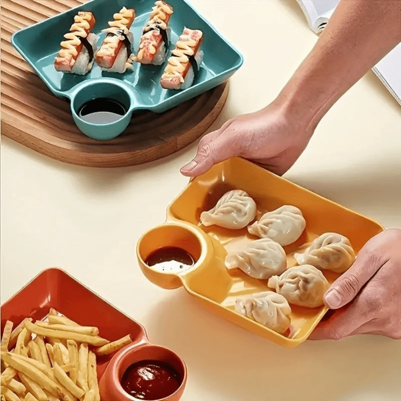 Set of 4 Square Snack Plates Versatile Plastic Dishes for Dumplings Fruits Sauces Ideal for Parties - HomeGoods Lima