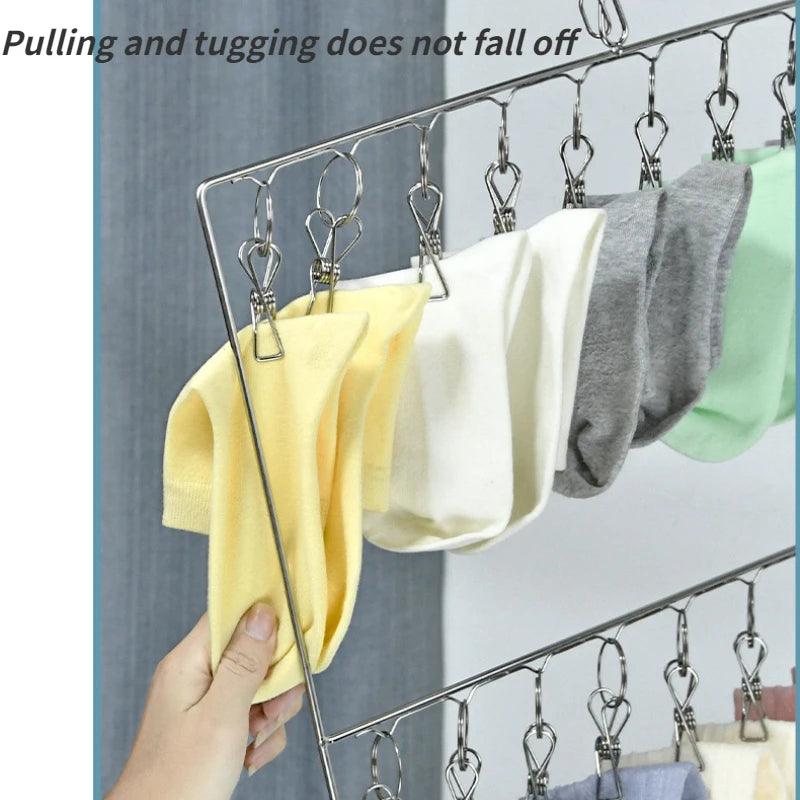 Stainless Steel Clothes Drying Rack,2/3Layers Multifunctional Socks Clips for Bedroom Balcony,Space Saving Closet Organizer - HomeGoods Lima