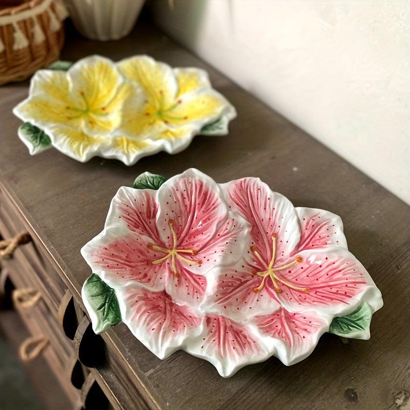 Handpainted Lily Flower Ceramic Plate for Home and Restaurant Decor - HomeGoods Lima