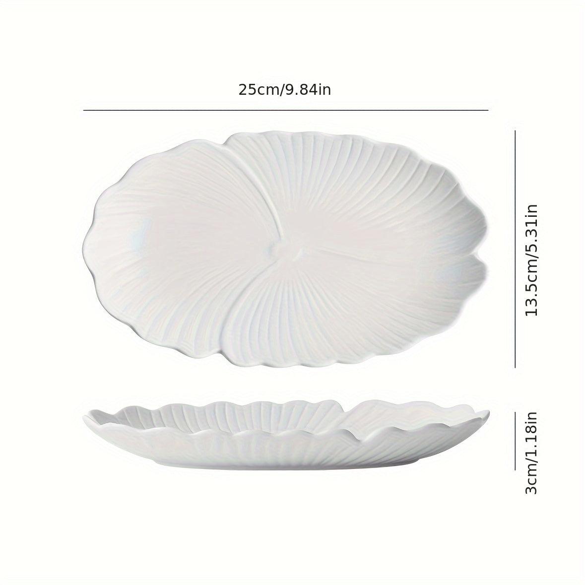 Elegant Oval Ceramic Fish Plate White Floral Pattern Tray - HomeGoods Lima