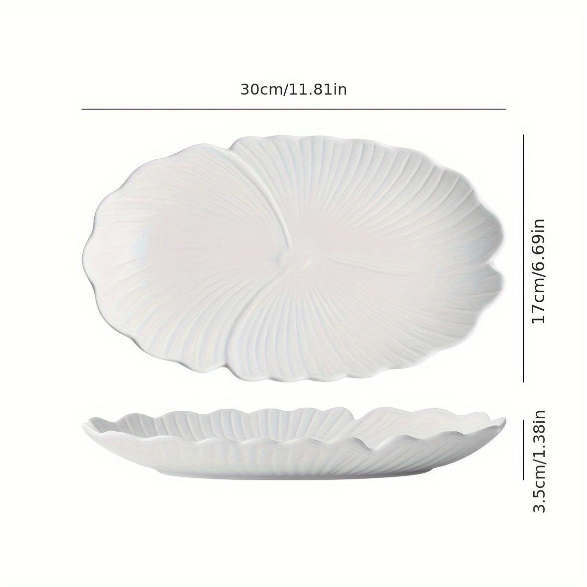 Elegant Oval Ceramic Fish Plate White Floral Pattern Tray - HomeGoods Lima