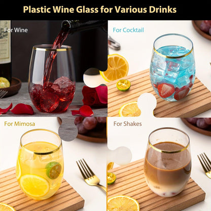 Unbreakable Plastic Wine Glasses with Gold Rim - HomeGoods Lima