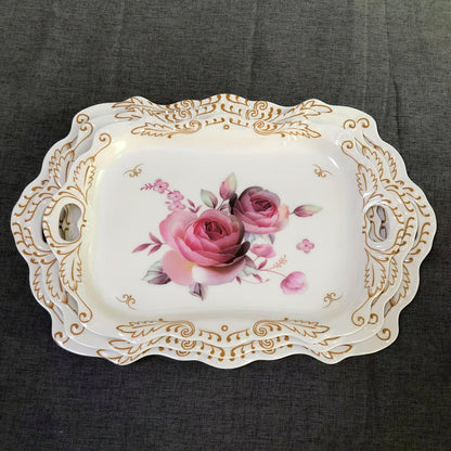 Floral Pattern Melamine Tray for Coffee Desserts Home Decor - HomeGoods Lima