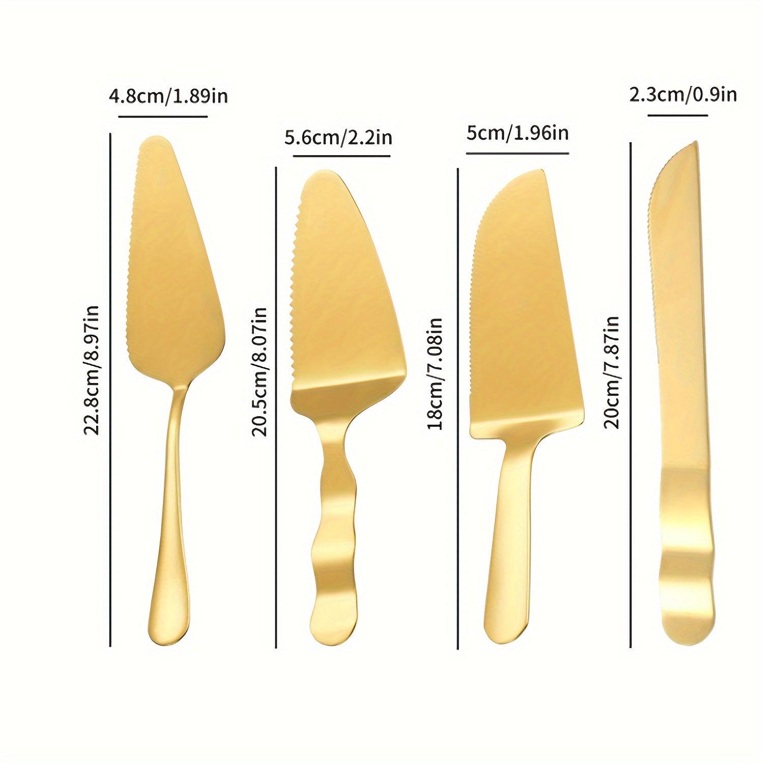 Elegant 4pc Gold Wedding Cake Knife and Server Set - HomeGoods Lima