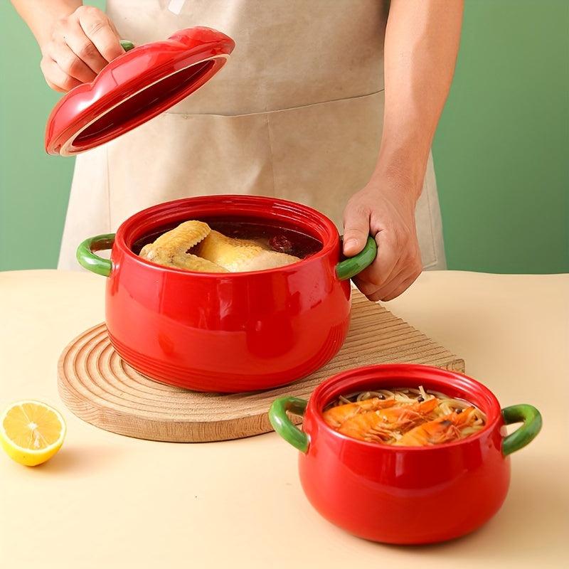 Large Capacity Ceramic Tomatoshaped Soup Bowl with Lid - HomeGoods Lima