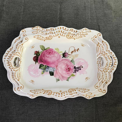 Floral Pattern Melamine Tray for Coffee Desserts Home Decor - HomeGoods Lima