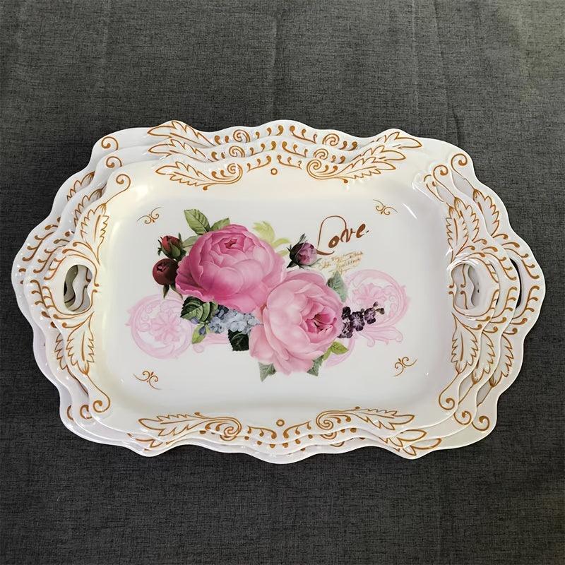 Floral Pattern Melamine Tray for Coffee Desserts Home Decor - HomeGoods Lima