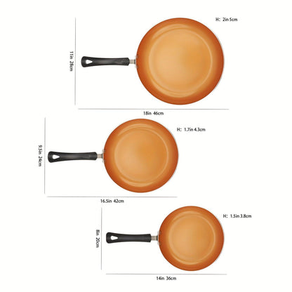 Golden Ceramic Nonstick Frying Pan Set 3 Pieces - HomeGoods Lima